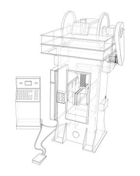 Friction screw press concept outline. Vector Stock Illustration