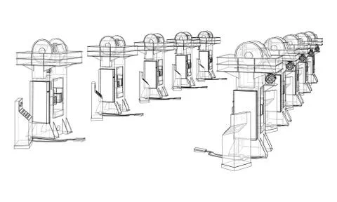 Friction screw press concept outline. Vector イラスト素材