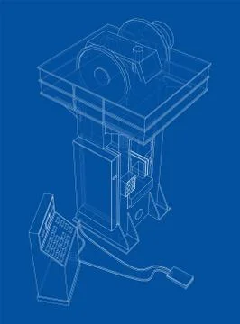 Friction screw press concept outline. Vector 스톡 일러스트
