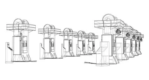 Friction screw press concept outline. Vector 스톡 일러스트