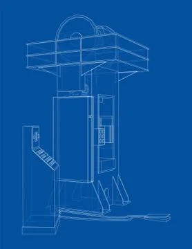 Friction screw press concept outline. Vector Illustrazione stock