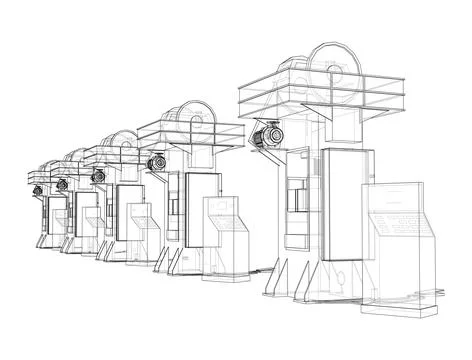 Friction screw press concept outline 스톡 일러스트