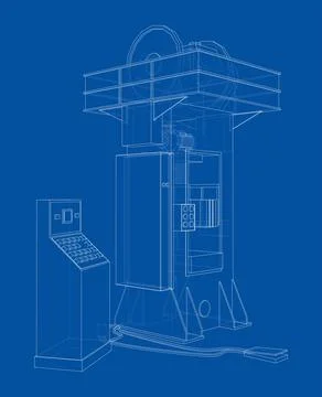Friction screw press concept outline Stock Illustration