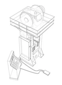 Friction screw press concept outline Stock Illustration