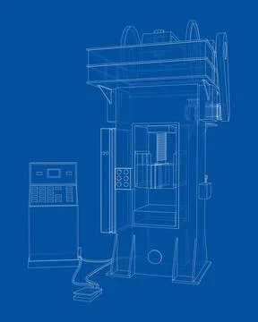 Friction screw press concept outline 스톡 일러스트