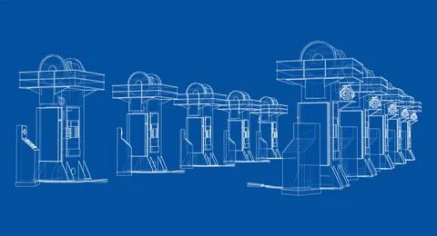 Friction screw press concept outline Illustrazione stock
