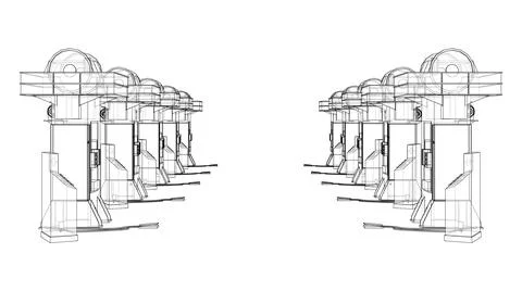 Friction screw press concept outline Illustrazione stock