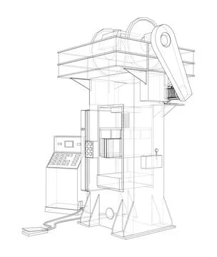 Friction screw press concept outline Illustrazione stock