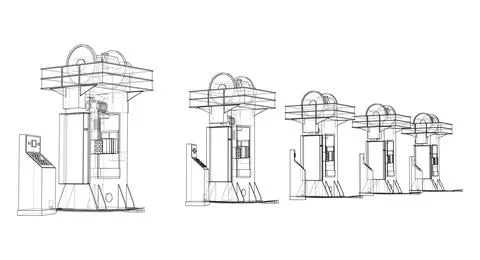 Friction screw press concept outline 스톡 일러스트