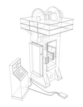 Friction screw press concept outline Illustrazione stock