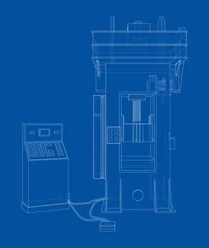Friction screw press concept outline Stock Illustration