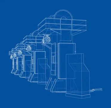 Friction screw press concept outline 스톡 일러스트