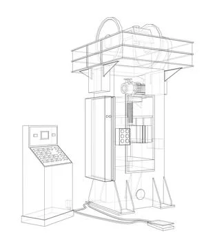 Friction screw press concept outline 스톡 일러스트