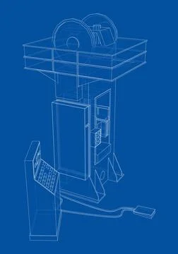 Friction screw press concept outline 스톡 일러스트