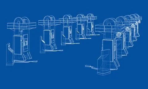 Friction screw press concept outline 스톡 일러스트