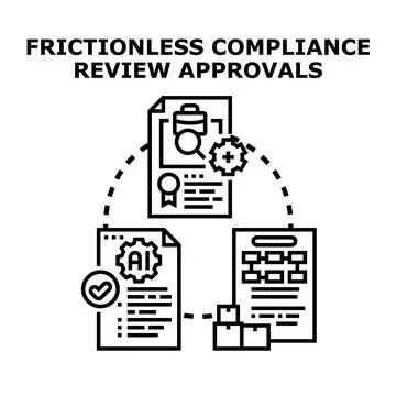 Frictionless compliance review approvals process automation Illustrazione stock