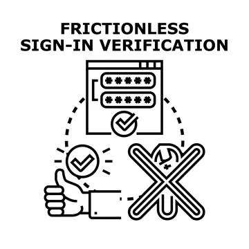 Frictionless sign in verification process completing quickly Stock Illustration