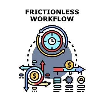 Frictionless workflow improving business process efficiency and optimization Stock Illustration