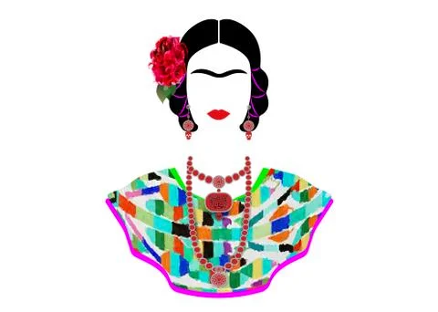 Frida Kahlo vector portrait , young beautiful mexican woman イラスト素材