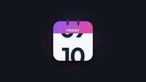 Friday 10th Flip Calendar Animation Showing Date Icon on Dark Background Stock Footage 344468232