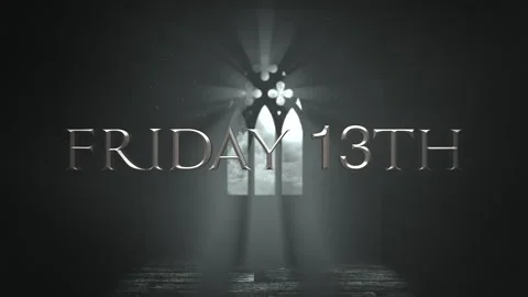 Friday 13 th with window of old castle with light and crosses in night Stock Footage 249373110