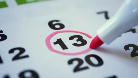 Friday the 13th calendar with red mark Stock Footage 155154616