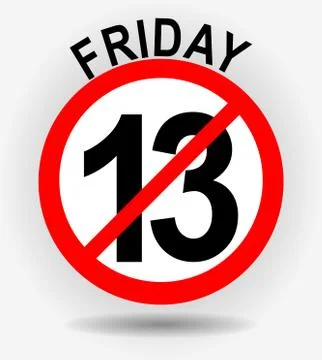 Friday 13th circle emblem with unfortunate number thirteen on gray gradient Stock Illustration