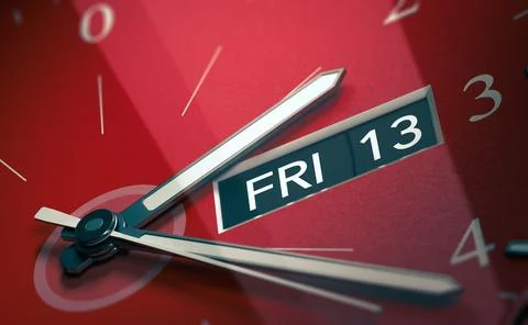 Friday the 13th written on a red watch Stock Illustration