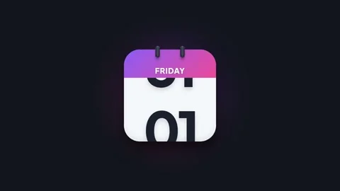 Friday 1st Flip Calendar Animation Showing Date Icon on Dark Background Stock Footage 344468215