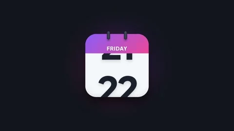 Friday 22nd Flip Calendar Animation Showing Date Icon on Dark Background Stock Footage 344468250