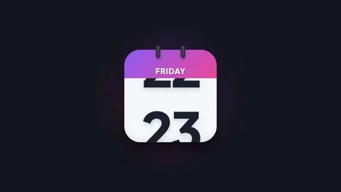 Friday 23rd Flip Calendar Animation Showing Date Icon on Dark Background Stock Footage 344468252