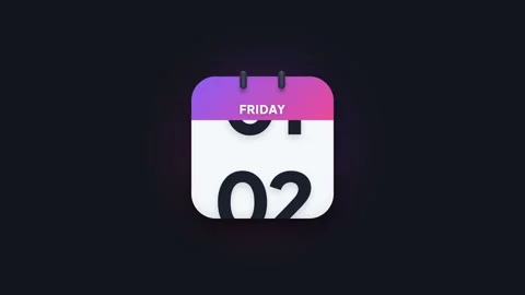 Friday 2nd Flip Calendar Animation Showing Date Icon on Dark Background Stock Footage 344468216
