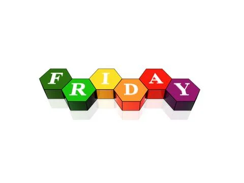 Friday in 3d coloured hexagons Stock Illustration