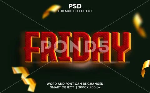 Friday 3d Text Effect Editable PSD PSD Template