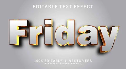 Friday 3d vector text effect with modern style design Stock Illustration