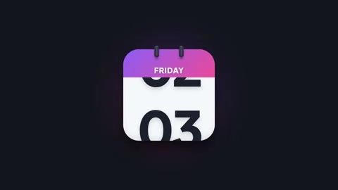 Friday 3rd Flip Calendar Animation Showing Date Icon on Dark Background Stock Footage 344468221