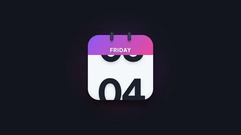 Friday 4th Flip Calendar Animation Showing Date Icon on Dark Background Stock Footage 344468222