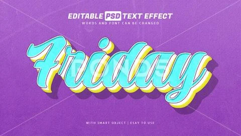 Friday blue retro style text effect PSD Template