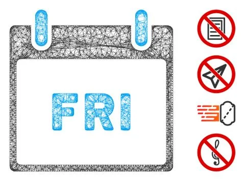 Friday Calendar Page Web Vector Mesh Illustration Illustrazione stock