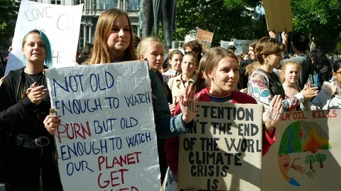 Friday for future, demonstration against climate change, crowd students Video stock 118670461