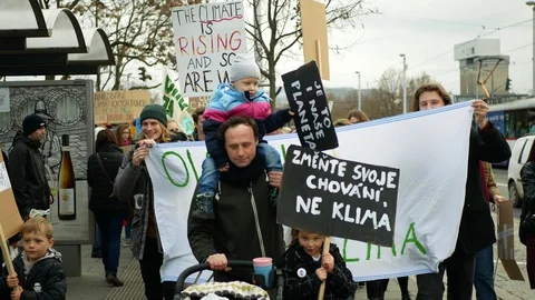 Friday for future, demonstration, people crowd family father children Video stock 120986051