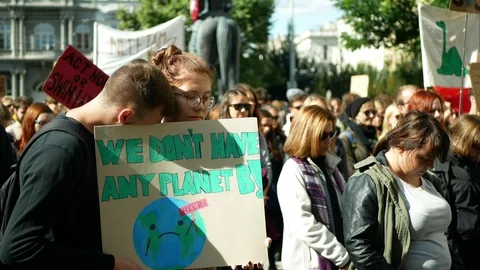 Friday for future, demonstration students ecology high school people Stock Footage 123388769