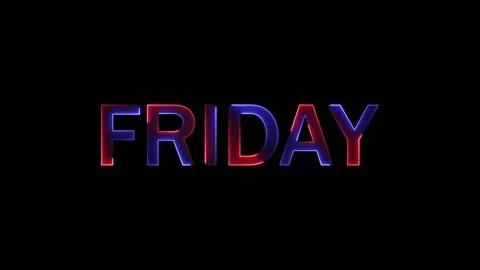 Friday neon text glowing in red and blue on black background animated motion Stock Footage 333878214