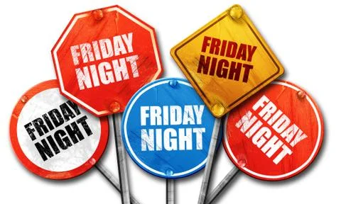 Friday night, 3D rendering, street signs Stock Illustration