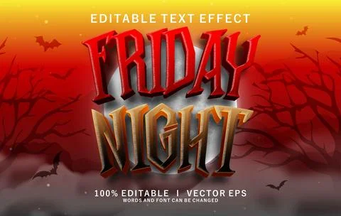 Friday night 3d vector text effect with modern style design Stock Illustration