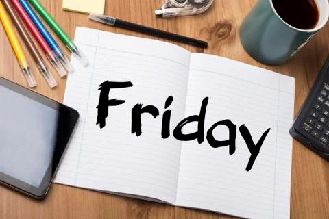 Friday - Note Pad With Text Stock Photos