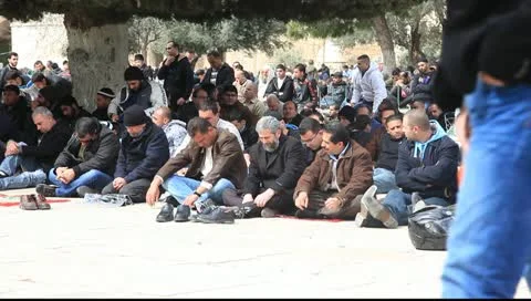 Friday prayers at Al Aqsa Mosque - Jerusalem Stock Footage 10795871