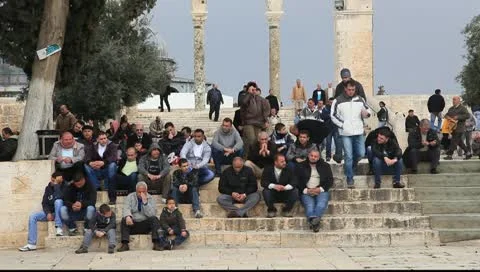 Friday prayers at Al Aqsa Mosque - Jerusalem Stock Footage 10795882
