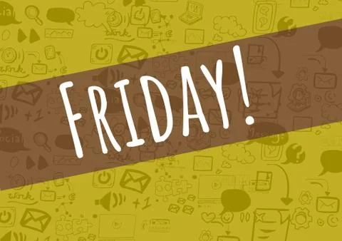 Friday text with drawings graphics Stockillustratie