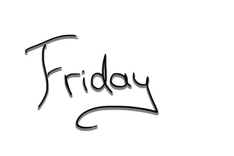 Friday, text, hand written, black on transparent background. Stock Illustration
